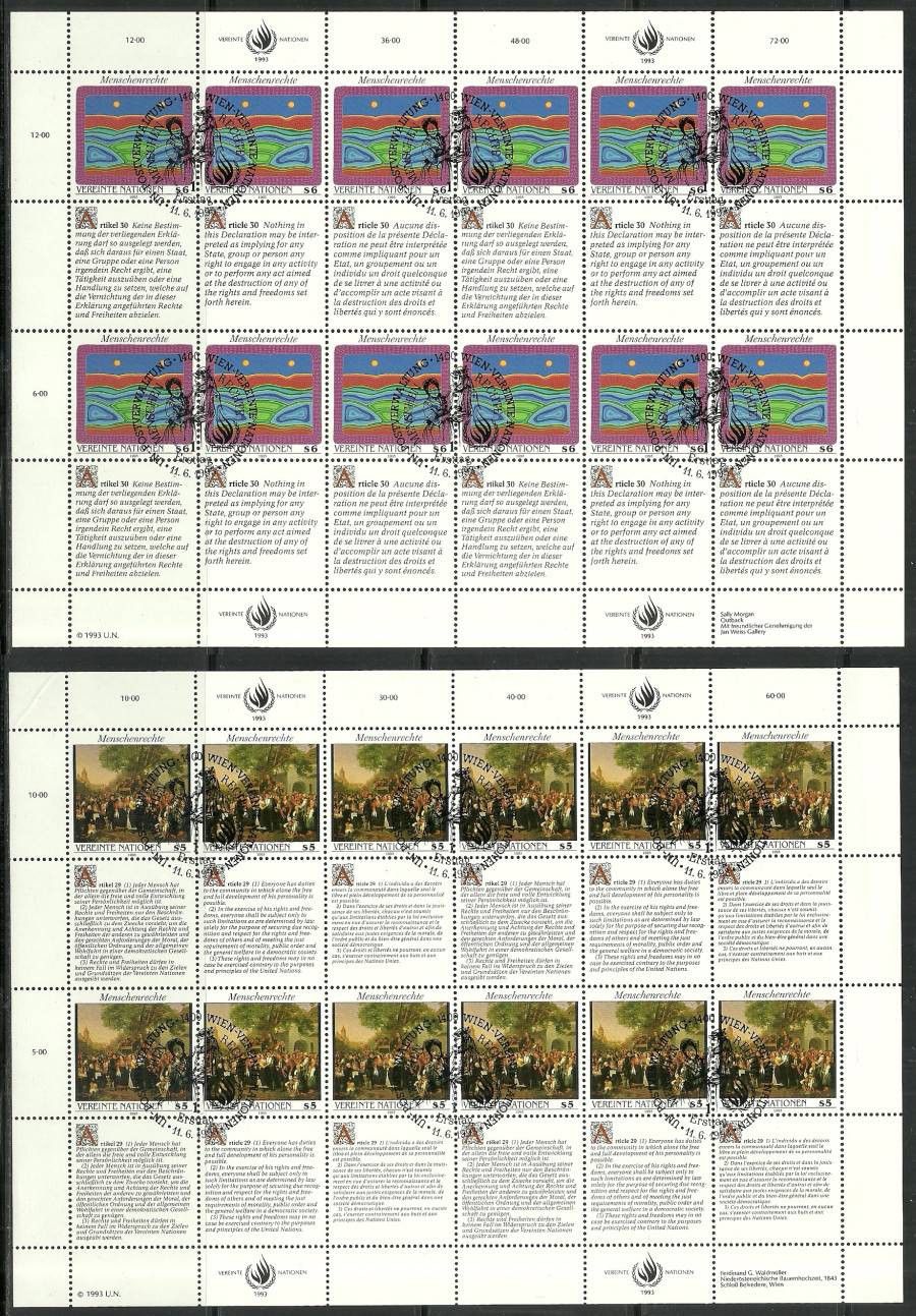 Znaczek Narody Zjednoczone Wiedeń 1993 Mi ark 150-151 Stemplowane