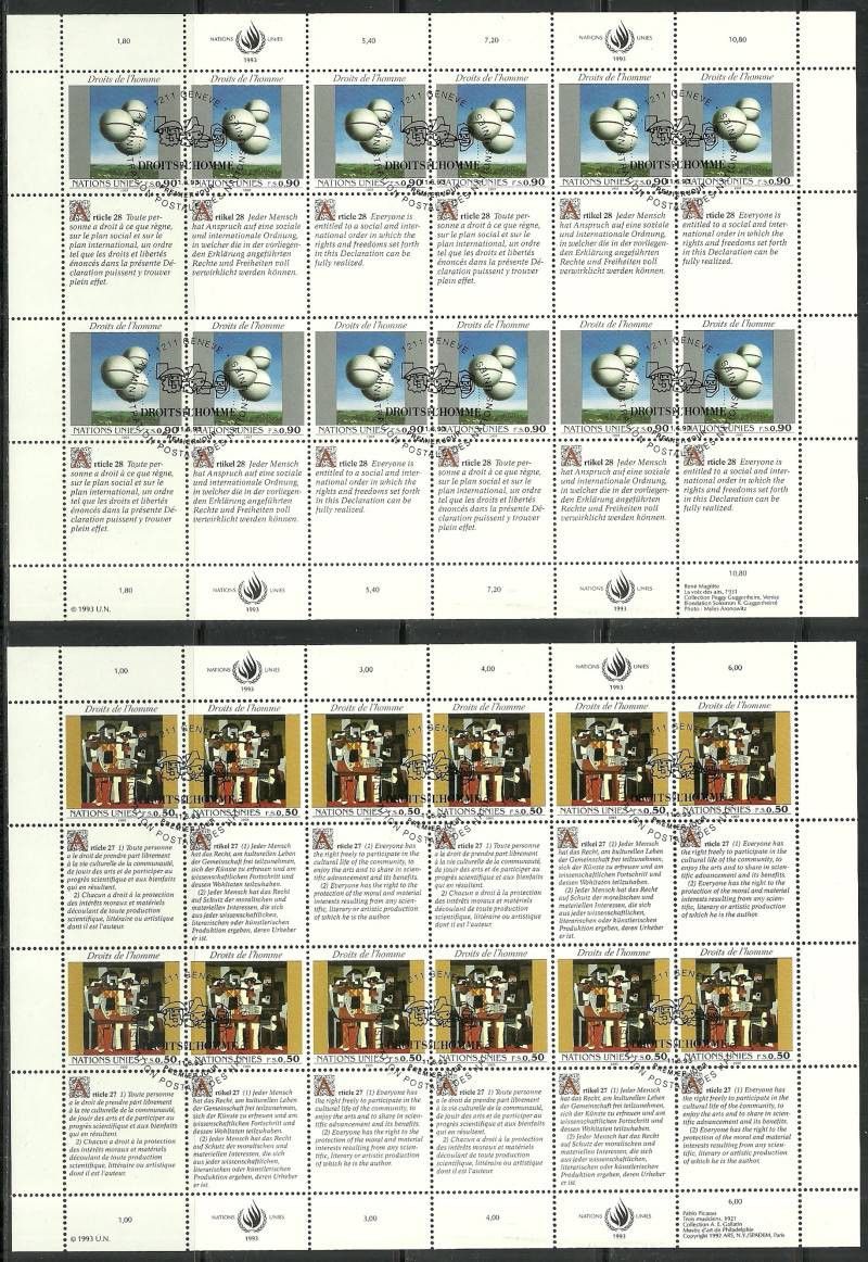 Znaczek Narody Zjednoczone Genewa 1993 Mi ark 233-234 Stemplowane