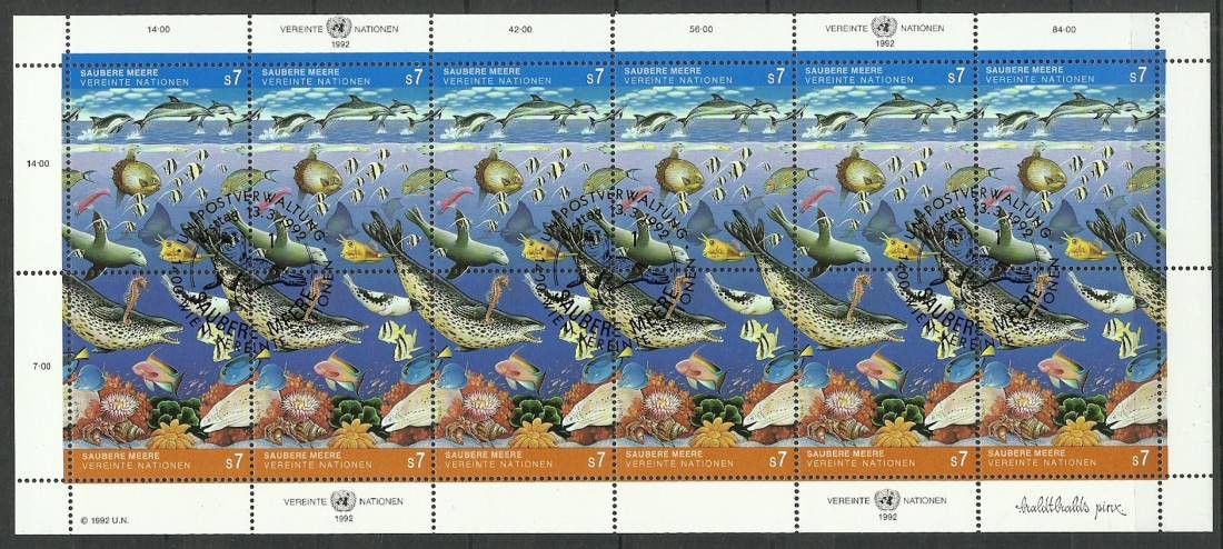Znaczek Narody Zjednoczone Wiedeń 1992 Mi ark 127-128 Stemplowane