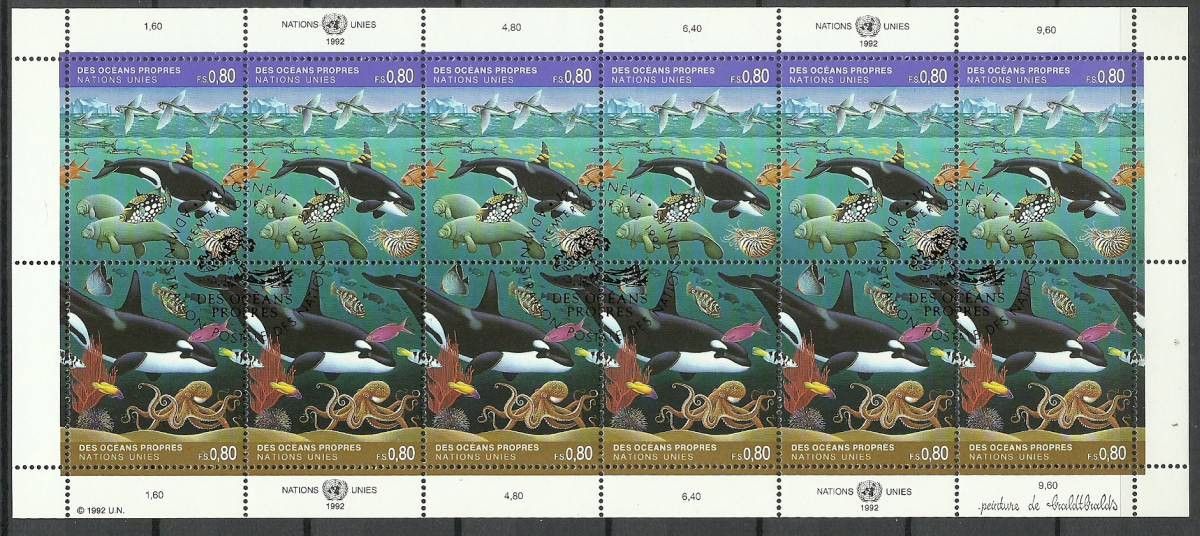 Znaczek Narody Zjednoczone Genewa 1992 Mi ark 213-214 Stemplowane