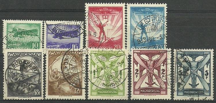 Znaczek Węgry 1933 Mi 502-510 Stemplowane