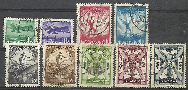 Znaczek Węgry 1933 Mi 502-510 Stemplowane