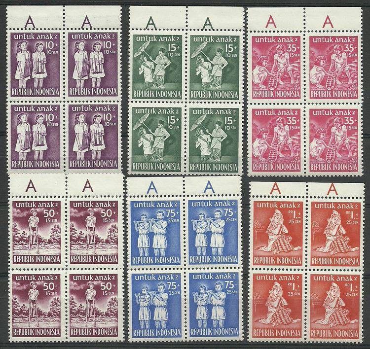 Znaczek Indonezja 1954 Mi 128-133 Czyste **