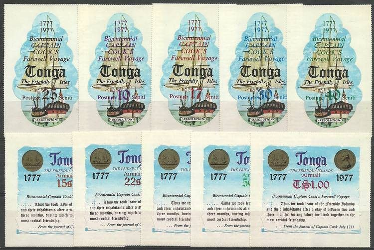 Znaczek Tonga 1977 Mi 619-628 Czyste **