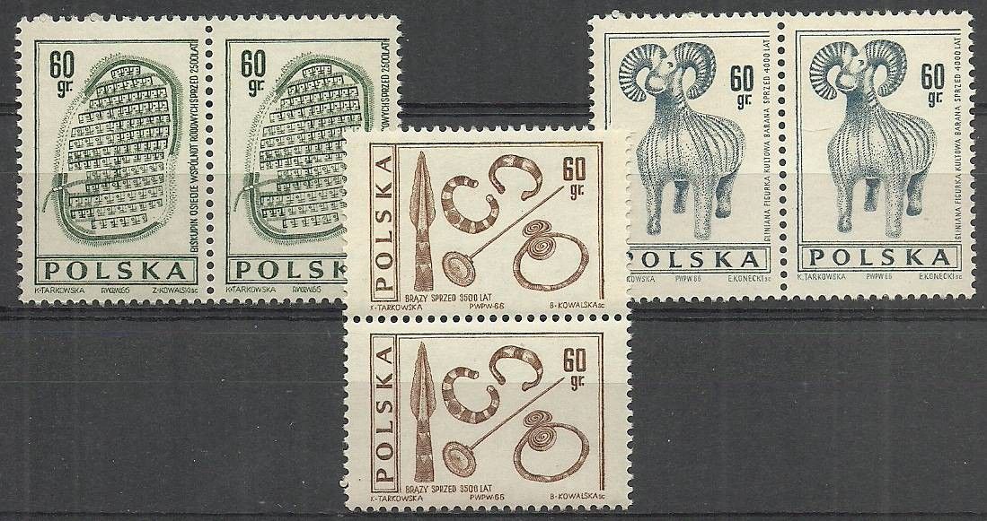 Znaczek Polska 1967 Mi 1727-1729 Fi 1579-1581 Czyste **