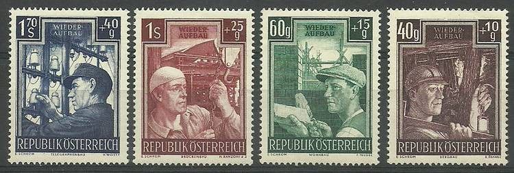 Znaczek Austria 1951 Mi 960-963 Czyste **