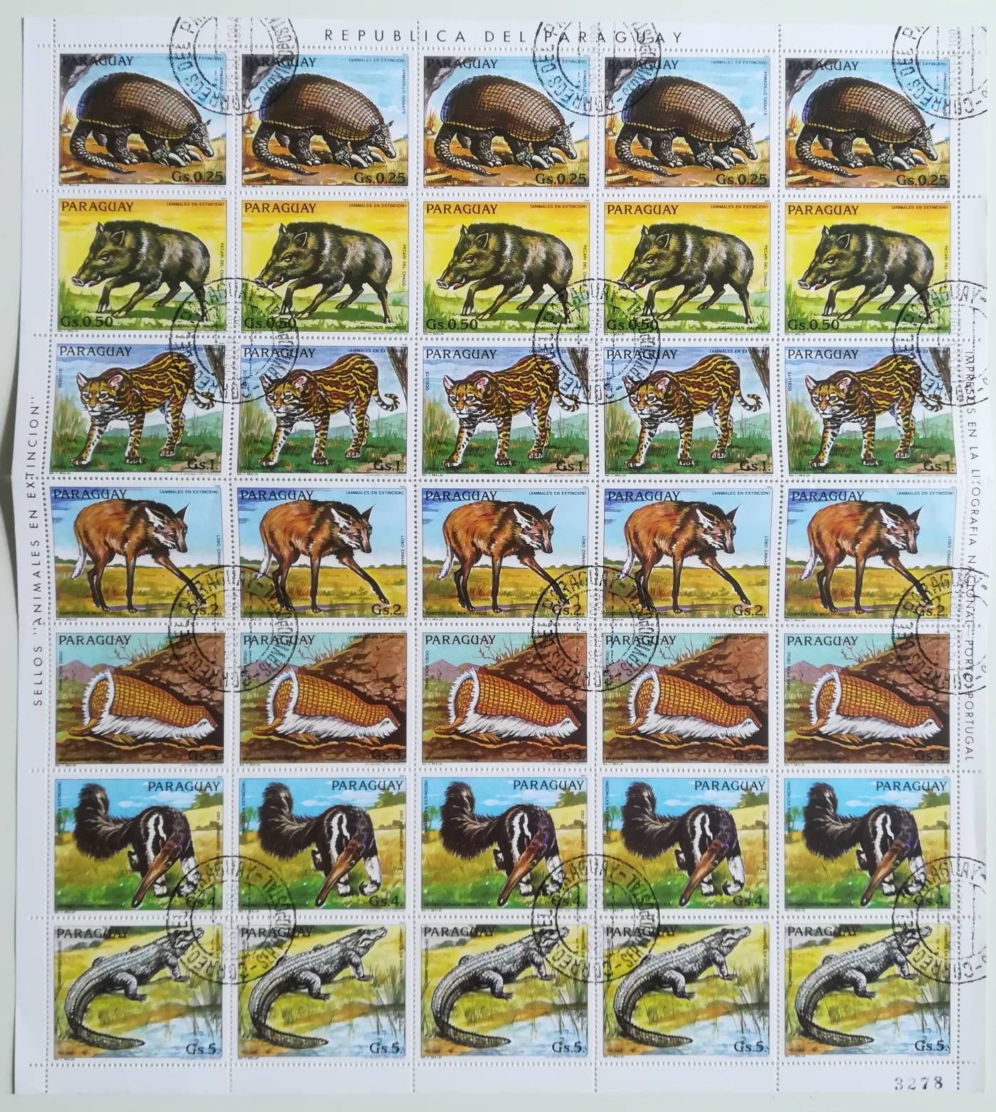 Znaczek Paragwaj 1984 Mi ark 3761-3767 Stemplowane