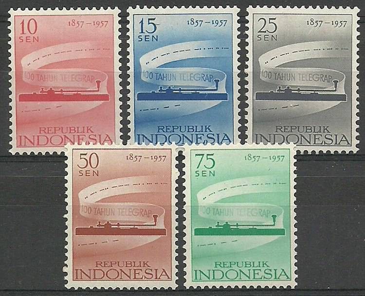 Znaczek Indonezja 1957 Mi 196-200 Czyste **