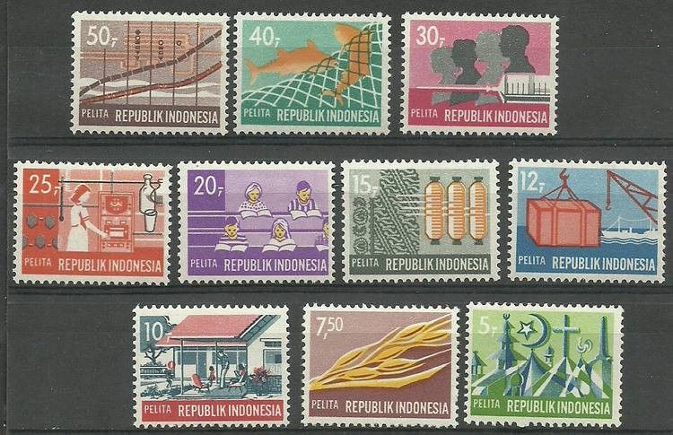 Znaczek Indonezja 1969 Mi 644-653 Czyste **