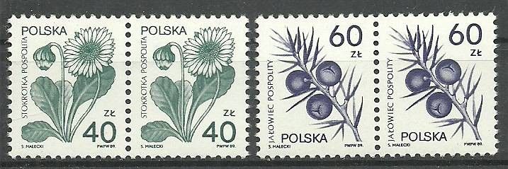 Znaczek Polska 1989 Mi 3214-3215 Fi 3066-3067 Czyste **