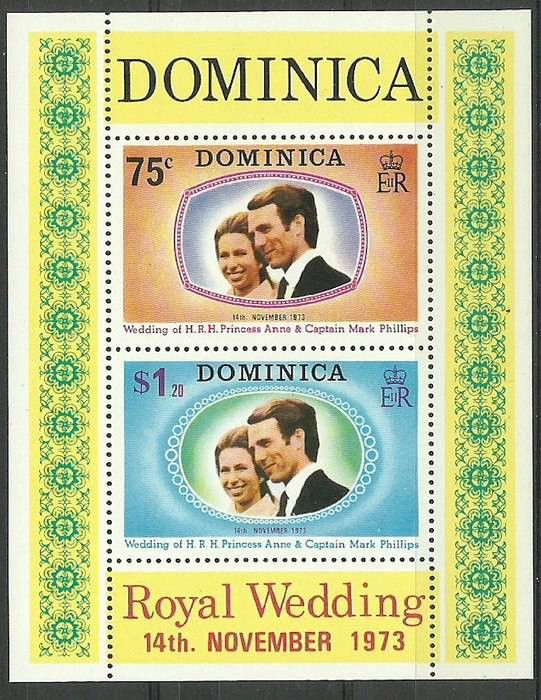 Znaczek Dominika 1973 Mi bl 21 Czyste **