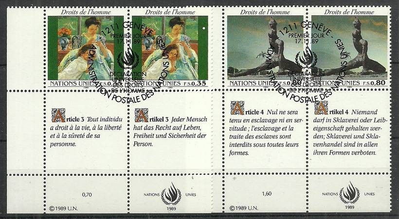 Znaczek Narody Zjednoczone Genewa 1989 Mi 180-181 Stemplowane