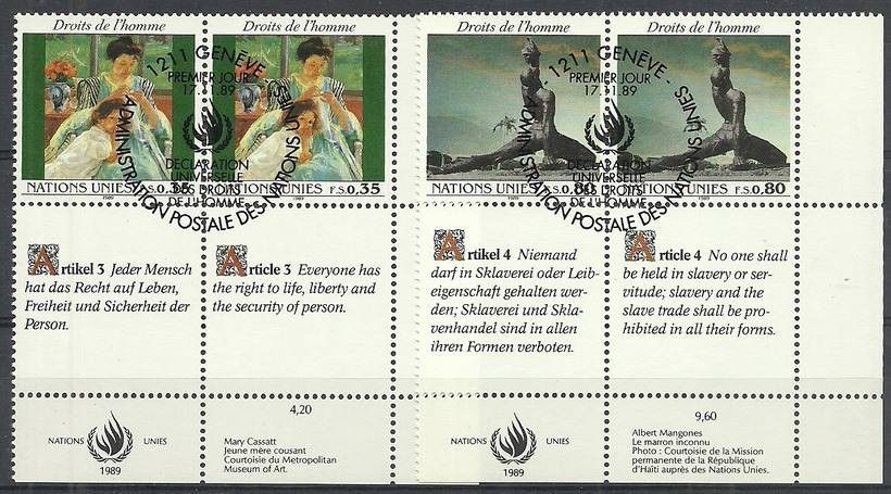 Znaczek Narody Zjednoczone Genewa 1989 Mi 180-181 Stemplowane