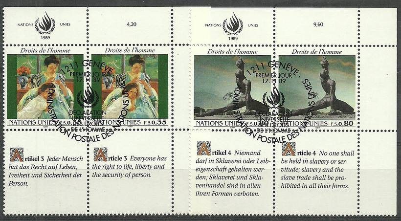 Znaczek Narody Zjednoczone Genewa 1989 Mi 180-181 Stemplowane