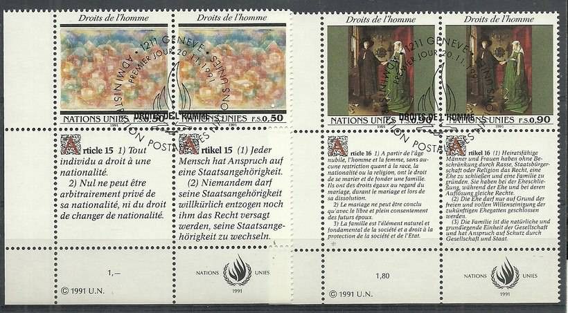 Znaczek Narody Zjednoczone Genewa 1991 Mi 208-209 Stemplowane