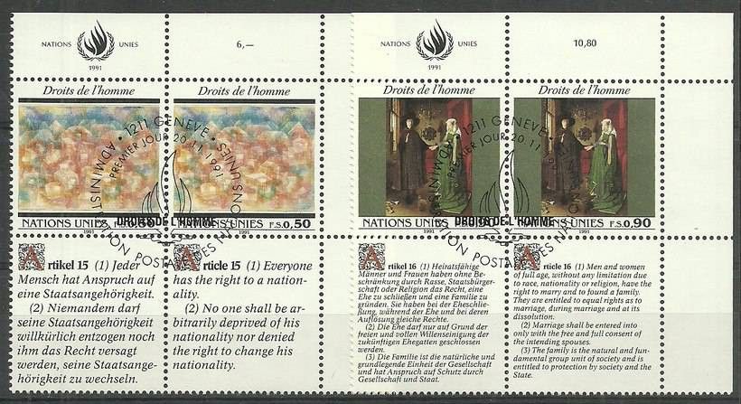 Znaczek Narody Zjednoczone Genewa 1991 Mi 208-209 Stemplowane