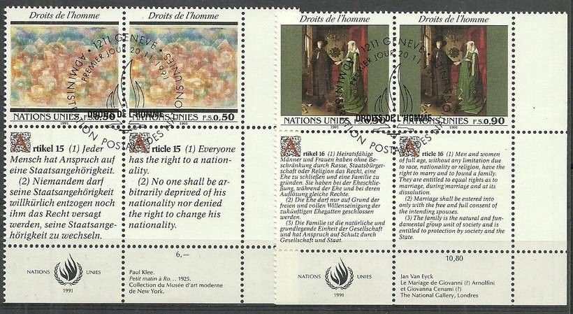Znaczek Narody Zjednoczone Genewa 1991 Mi 208-209 Stemplowane