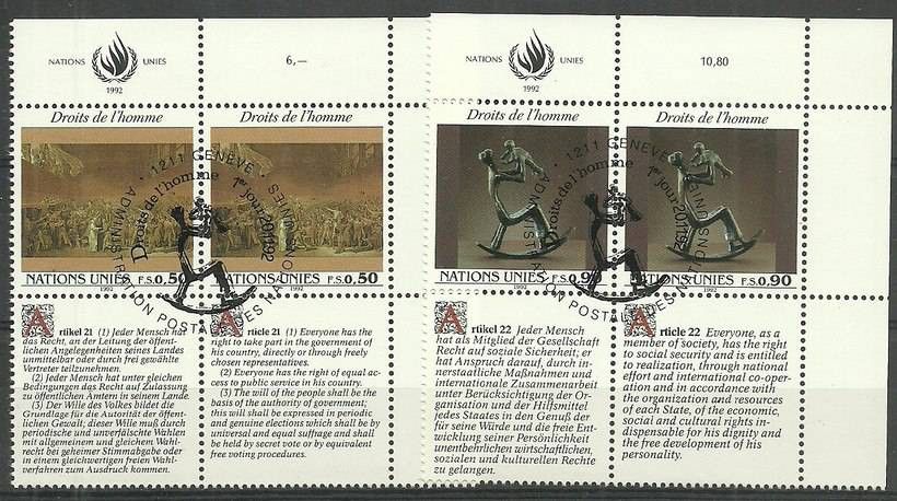 Znaczek Narody Zjednoczone Genewa 1992 Mi 223-224 Stemplowane