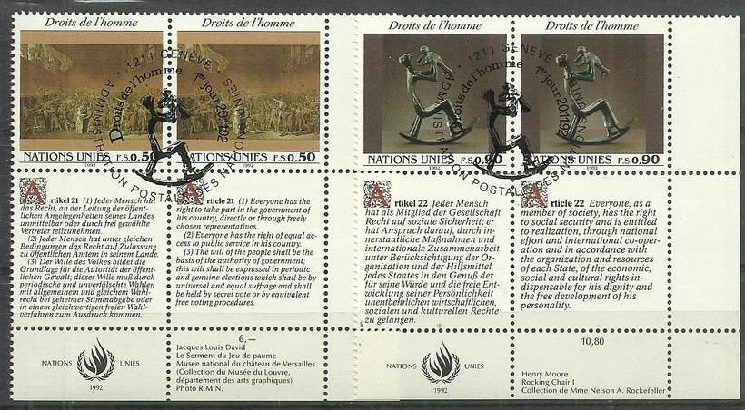 Znaczek Narody Zjednoczone Genewa 1992 Mi 223-224 Stemplowane