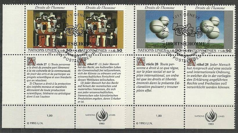Znaczek Narody Zjednoczone Genewa 1993 Mi 233-234 Stemplowane