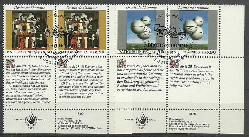 Znaczek Narody Zjednoczone Genewa 1993 Mi 233-234 Stemplowane