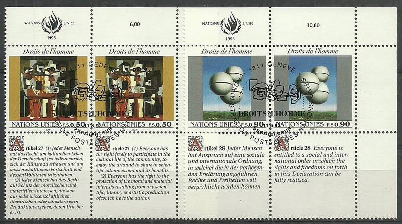 Znaczek Narody Zjednoczone Genewa 1993 Mi 233-234 Stemplowane