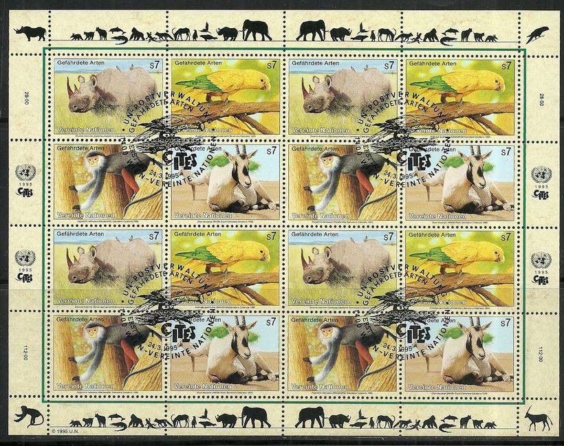 Znaczek Narody Zjednoczone Wiedeń 1995 Mi ark 180-183 Stemplowane