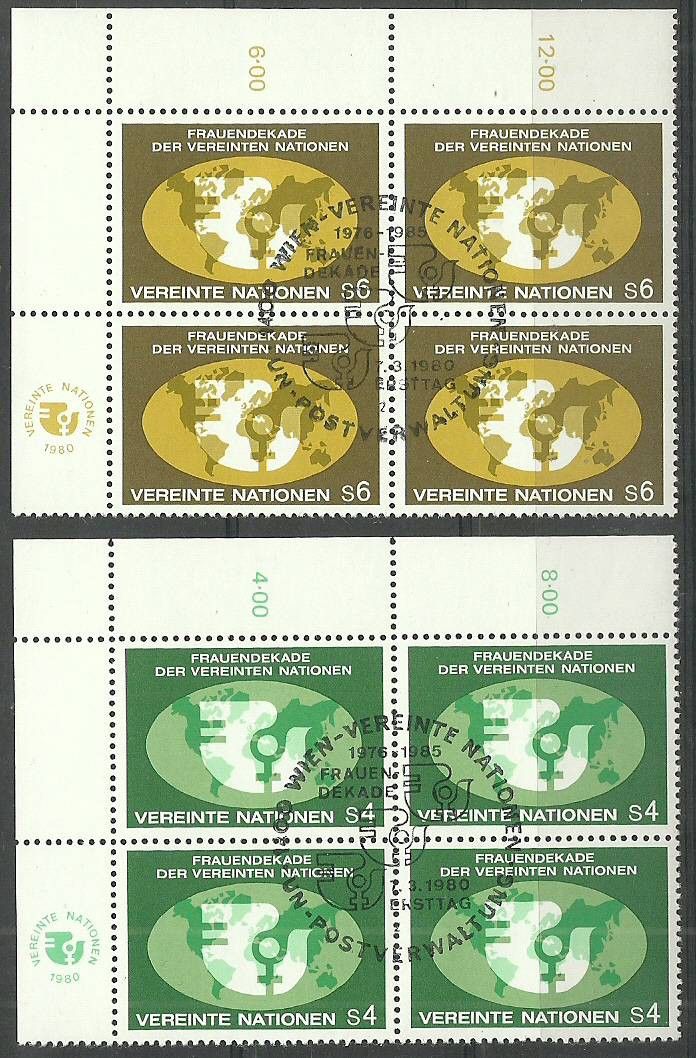Znaczek Narody Zjednoczone Wiedeń 1980 Mi 9-10 Stemplowane