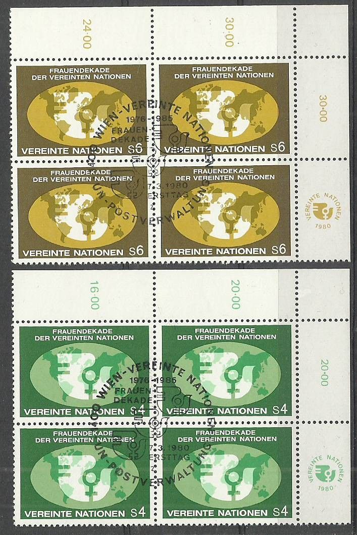 Znaczek Narody Zjednoczone Wiedeń 1980 Mi 9-10 Stemplowane