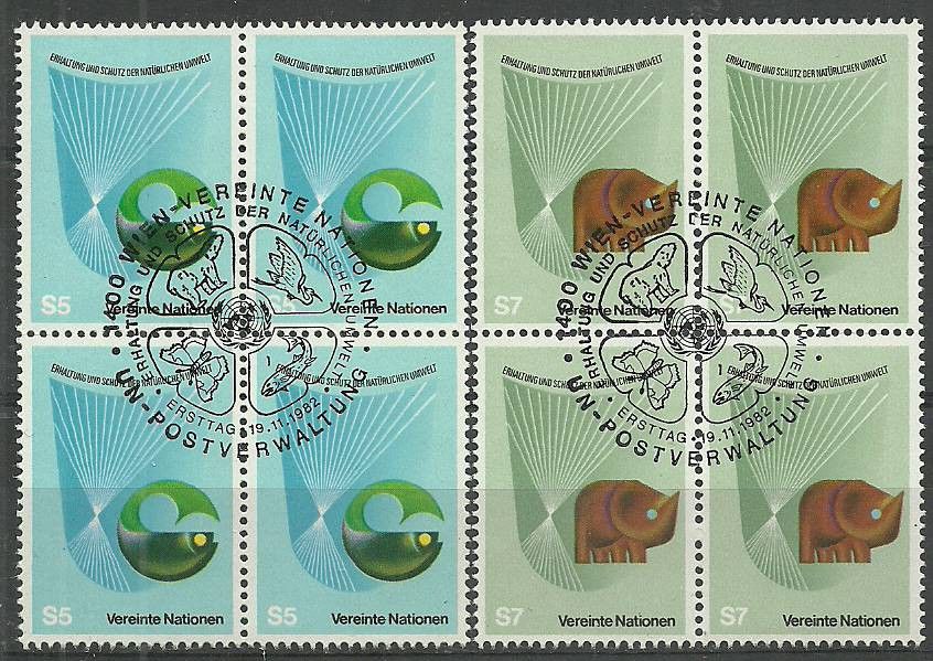 Znaczek Narody Zjednoczone Wiedeń 1982 Mi 27-28 Stemplowane