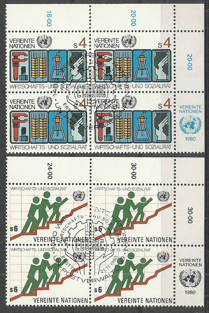 Znaczek Narody Zjednoczone Wiedeń 1980 Mi 14-15 Stemplowane
