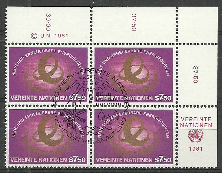 Znaczek Narody Zjednoczone Wiedeń 1981 Mi 20 Stemplowane