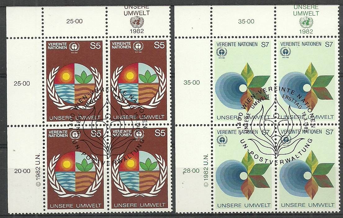 Znaczek Narody Zjednoczone Wiedeń 1982 Mi 24-25 Stemplowane