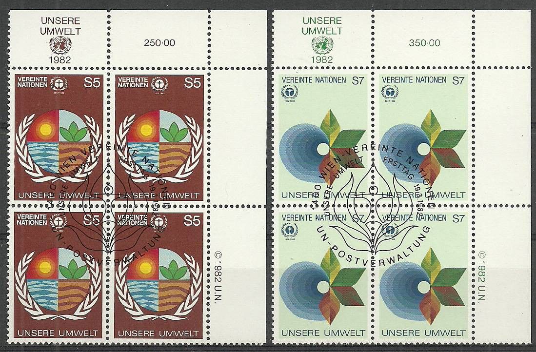 Znaczek Narody Zjednoczone Wiedeń 1982 Mi 24-25 Stemplowane