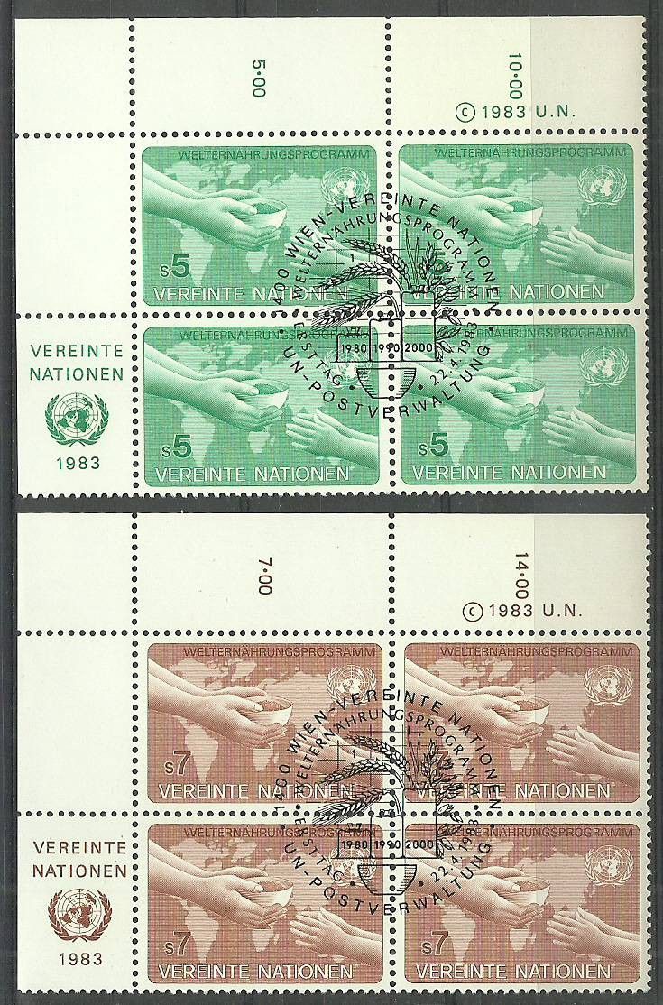 Znaczek Narody Zjednoczone Wiedeń 1983 Mi 32-33 Stemplowane