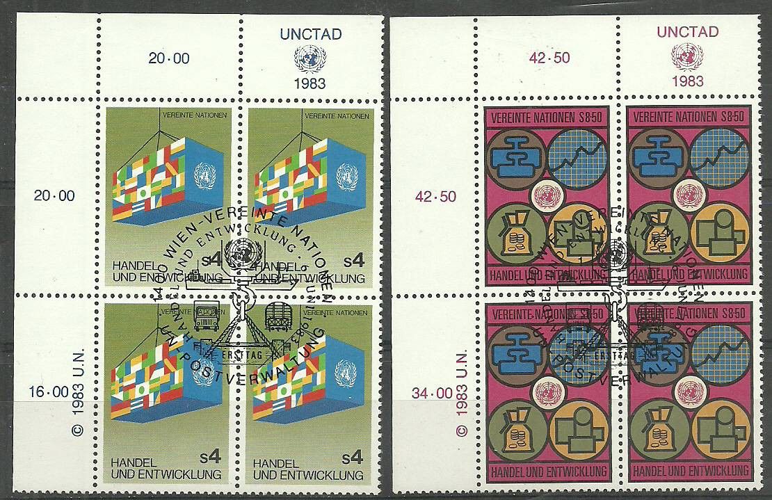 Znaczek Narody Zjednoczone Wiedeń 1983 Mi 34-35 Stemplowane