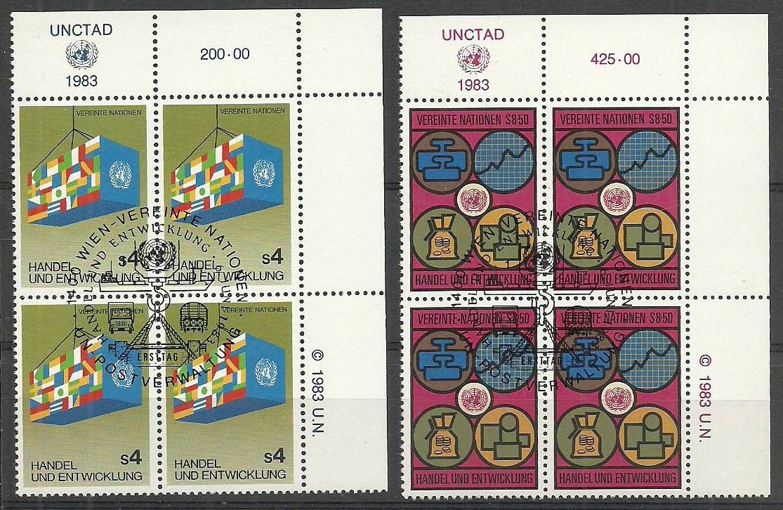 Znaczek Narody Zjednoczone Wiedeń 1983 Mi 34-35 Stemplowane