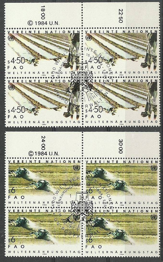 Znaczek Narody Zjednoczone Wiedeń 1984 Mi 39-40 Stemplowane