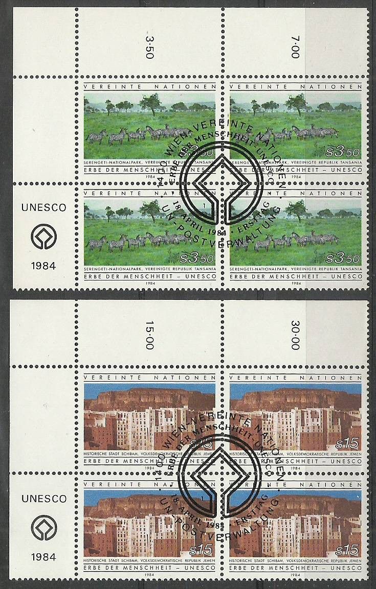 Znaczek Narody Zjednoczone Wiedeń 1984 Mi 41-42 Stemplowane