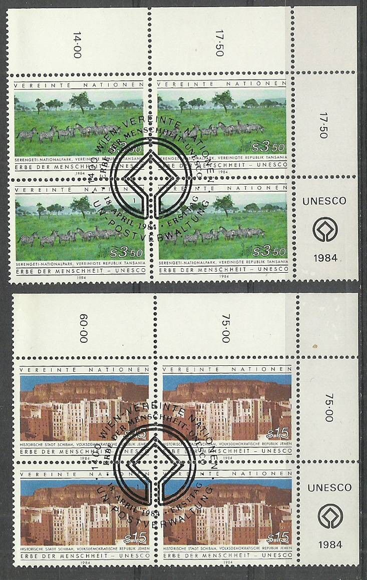 Znaczek Narody Zjednoczone Wiedeń 1984 Mi 41-42 Stemplowane