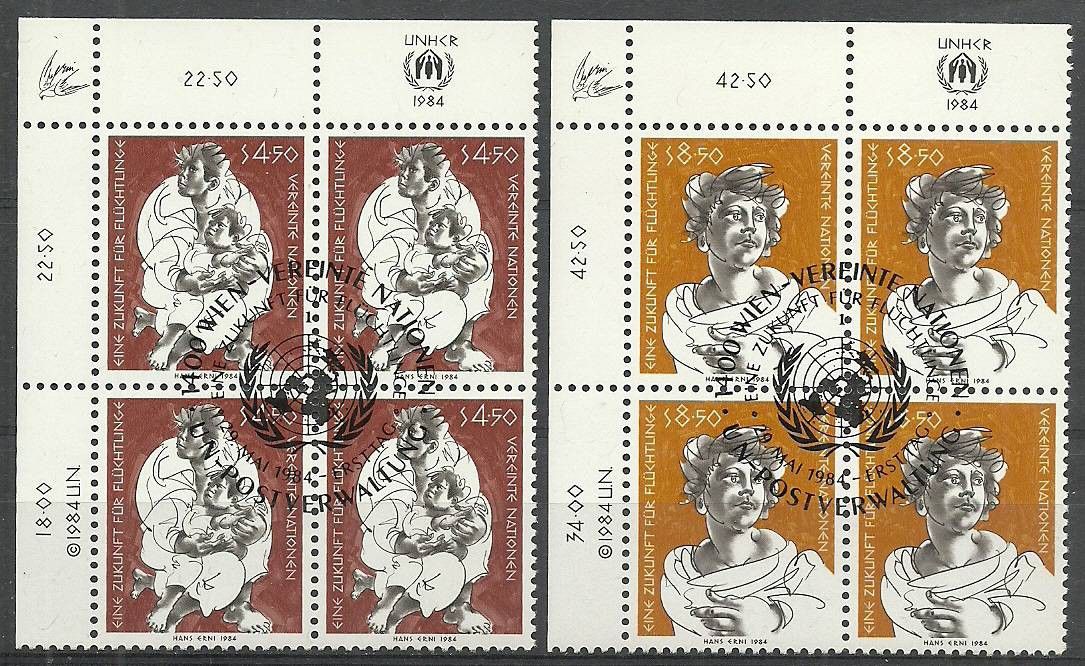Znaczek Narody Zjednoczone Wiedeń 1984 Mi 43-44 Stemplowane