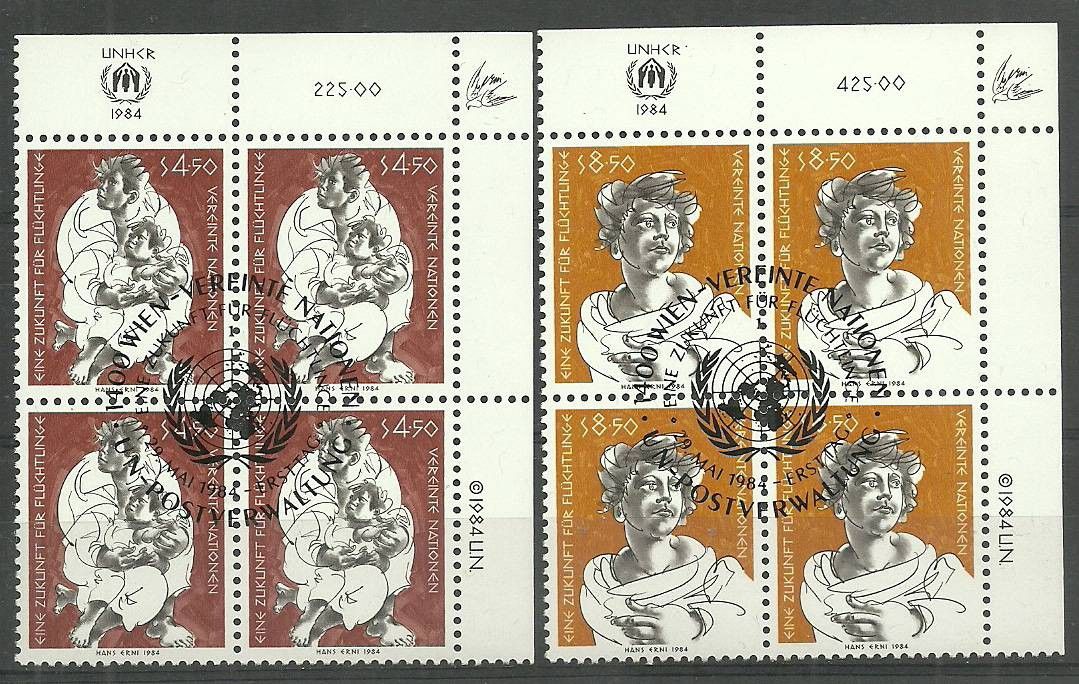 Znaczek Narody Zjednoczone Wiedeń 1984 Mi 43-44 Stemplowane