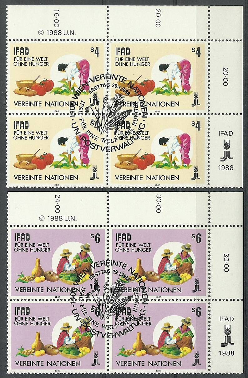Znaczek Narody Zjednoczone Wiedeń 1988 Mi 79-80 Stemplowane