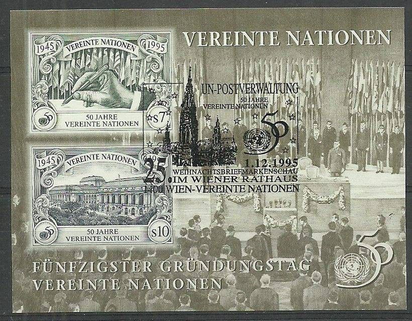 Znaczek Narody Zjednoczone Wiedeń 1995 Mi bl 6 Stemplowane