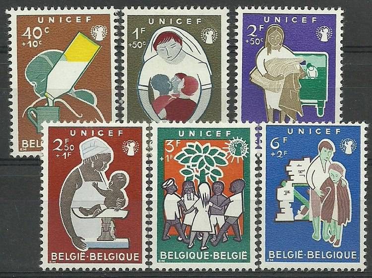 Znaczek Belgia 1960 Mi 1212-1217 Z podlepką *