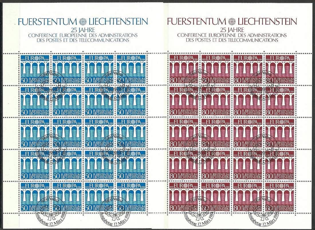 Znaczek Liechtenstein 1984 Mi ark 837-838 Stemplowane