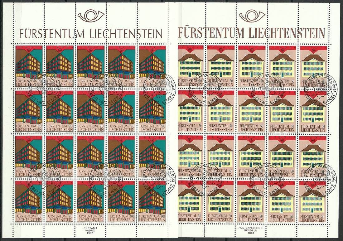 Znaczek Liechtenstein 1990 Mi ark 984-985 Stemplowane