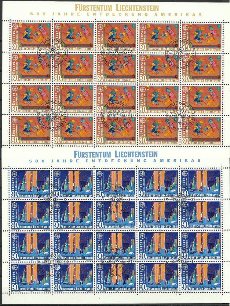 Znaczek Liechtenstein 1992 Mi ark 1033-1034 Stemplowane