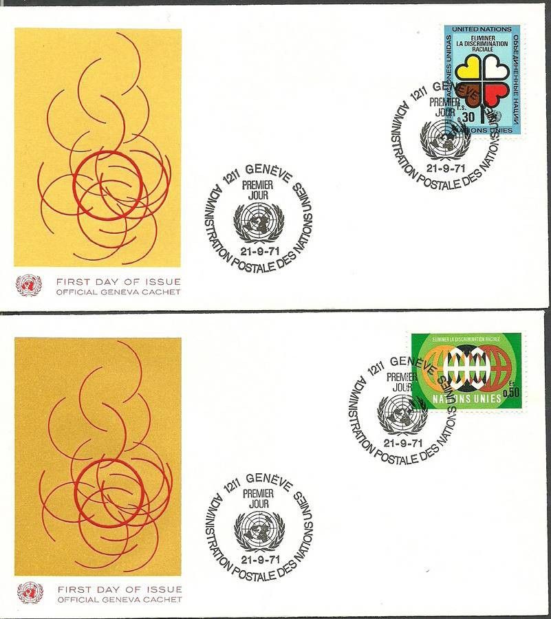 Znaczek Narody Zjednoczone Genewa 1971 Mi 19-20 FDC