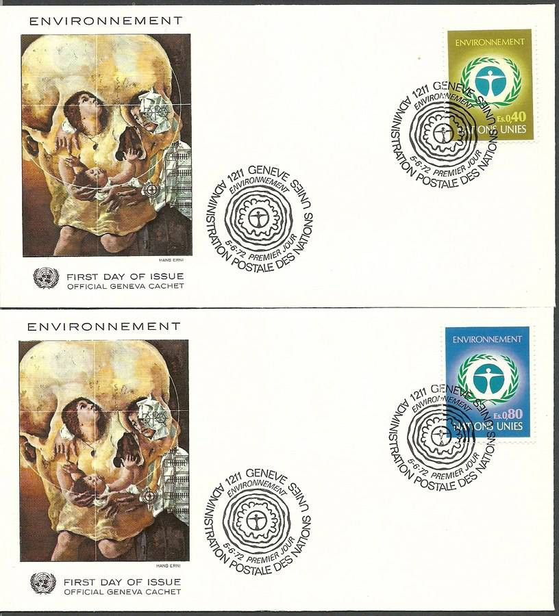 Znaczek Narody Zjednoczone Genewa 1972 Mi 25-26 FDC